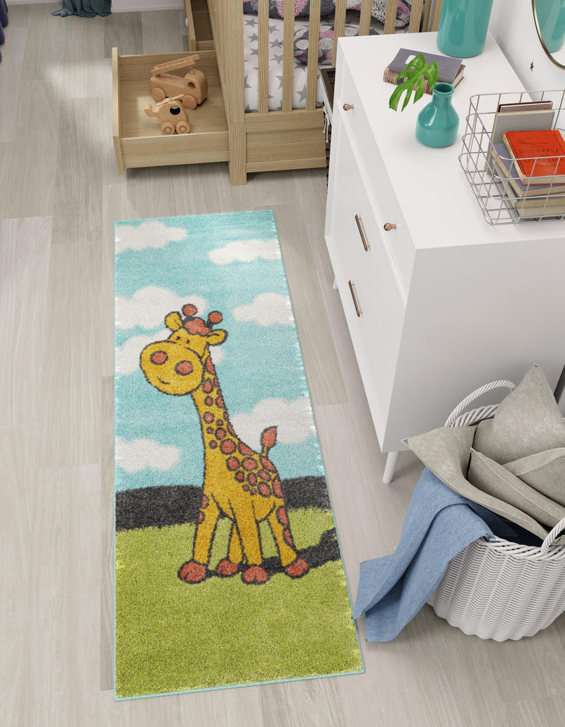 Playful Patterns Collection Area Rug - Frolic Runner Blue lifestyle 23