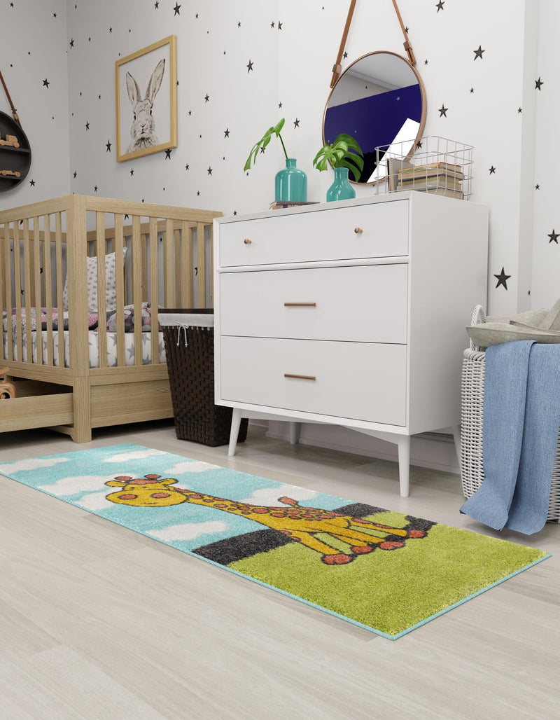 Playful Patterns Collection Area Rug - Frolic Runner Blue lifestyle 25