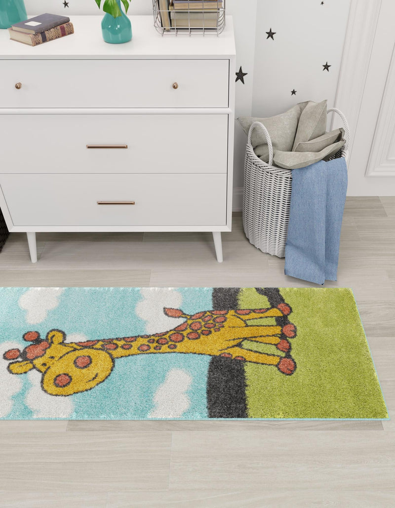 Playful Patterns Collection Area Rug - Frolic Runner Blue lifestyle 27
