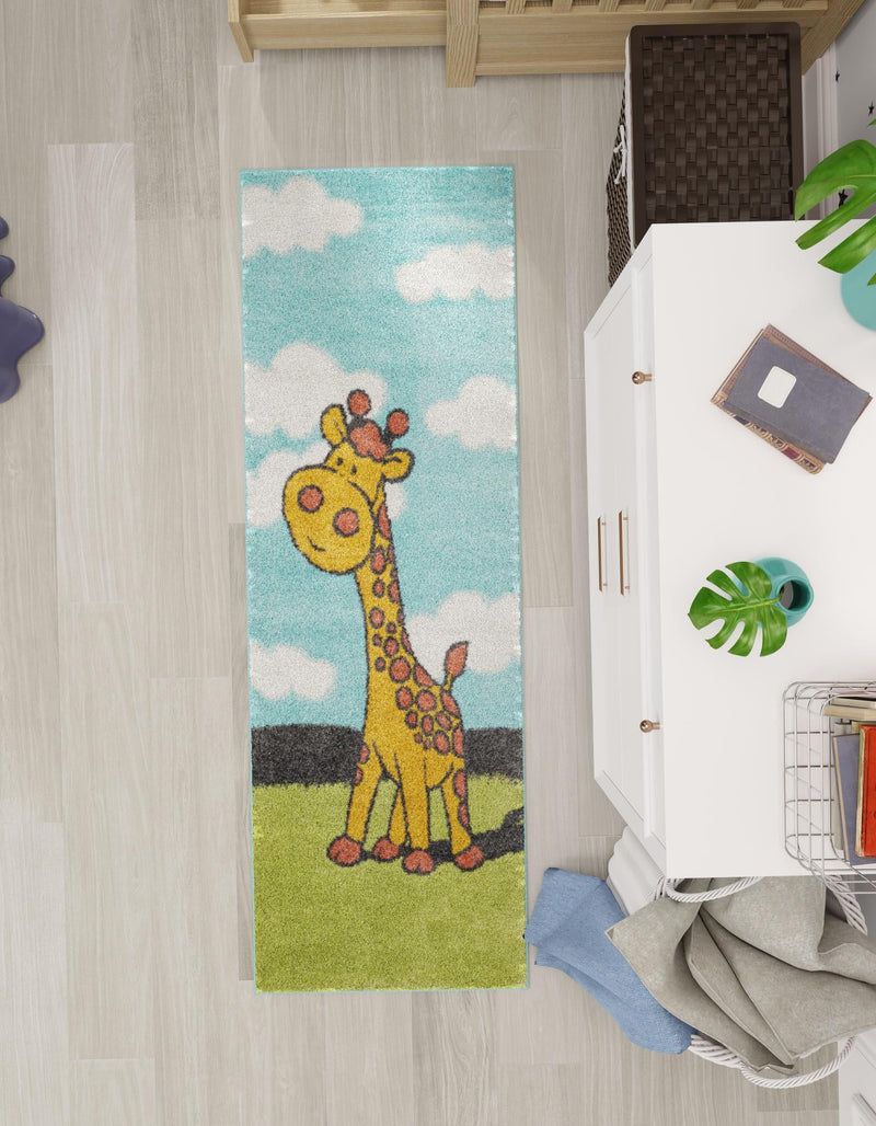 Playful Patterns Collection Area Rug - Frolic Runner Blue lifestyle 28