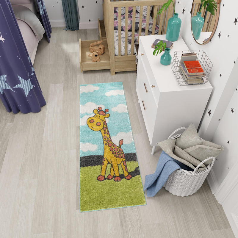 Playful Patterns Collection Area Rug - Frolic Runner Blue lifestyle 51