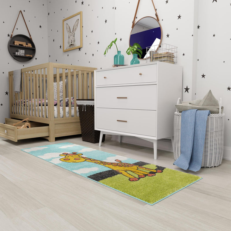 Playful Patterns Collection Area Rug - Frolic Runner Blue lifestyle 53