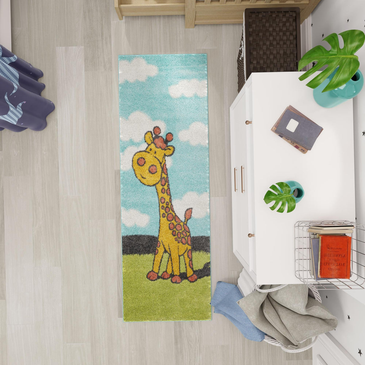 Playful Patterns Collection Area Rug - Frolic Runner Blue lifestyle 57