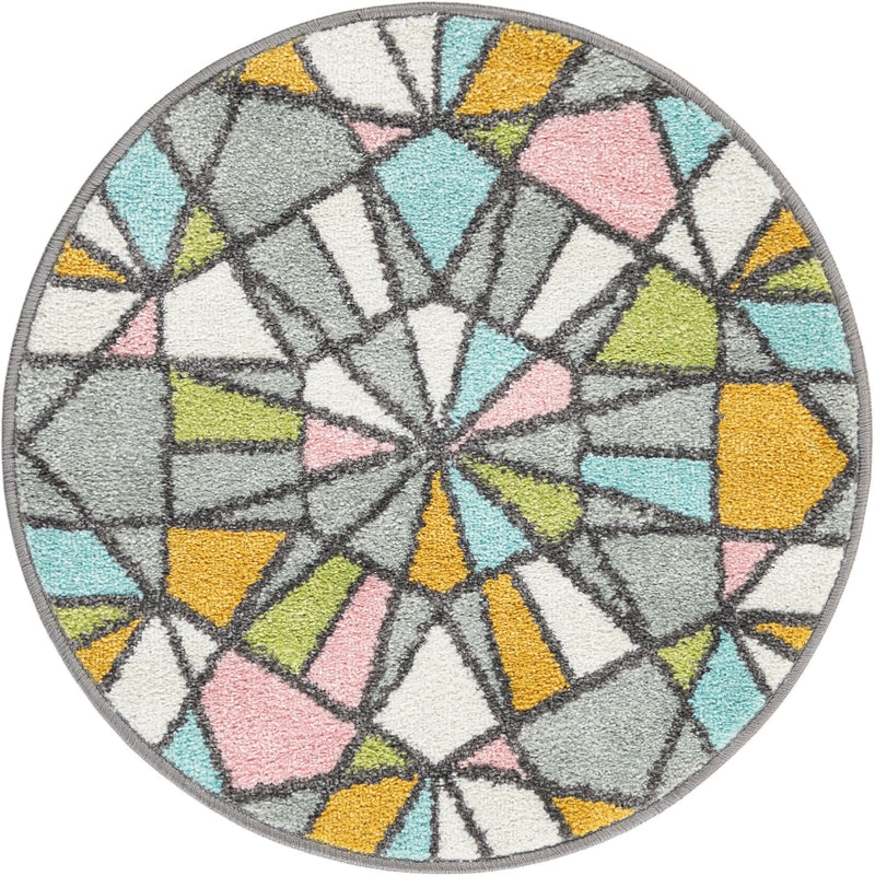 Playful Patterns Collection Area Rug - Chromatic Round Multi lifestyle 20