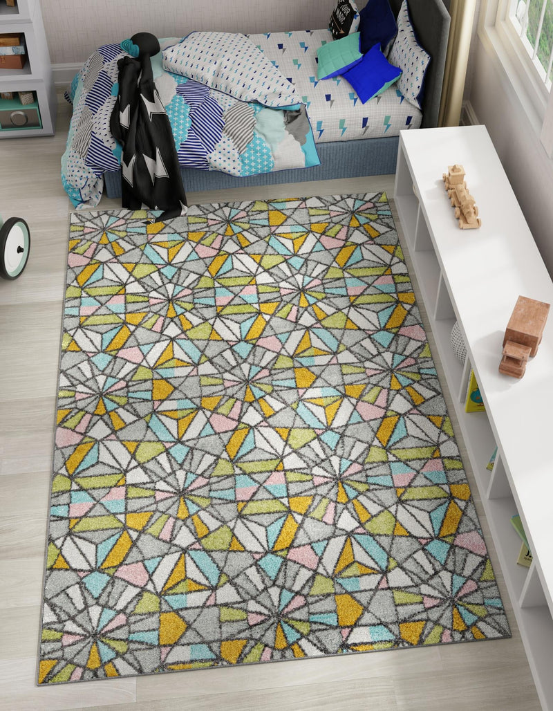 Playful Patterns Collection Area Rug - Chromatic Rectangle Multi lifestyle 2