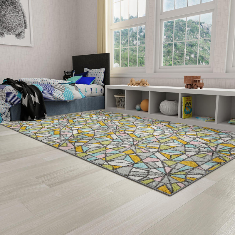Playful Patterns Collection Area Rug - Chromatic Rectangle Multi lifestyle 17