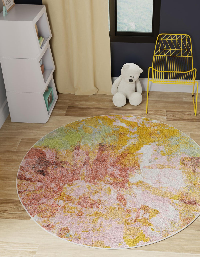 Playful Patterns Collection Area Rug - Flutter Round Multi lifestyle 22