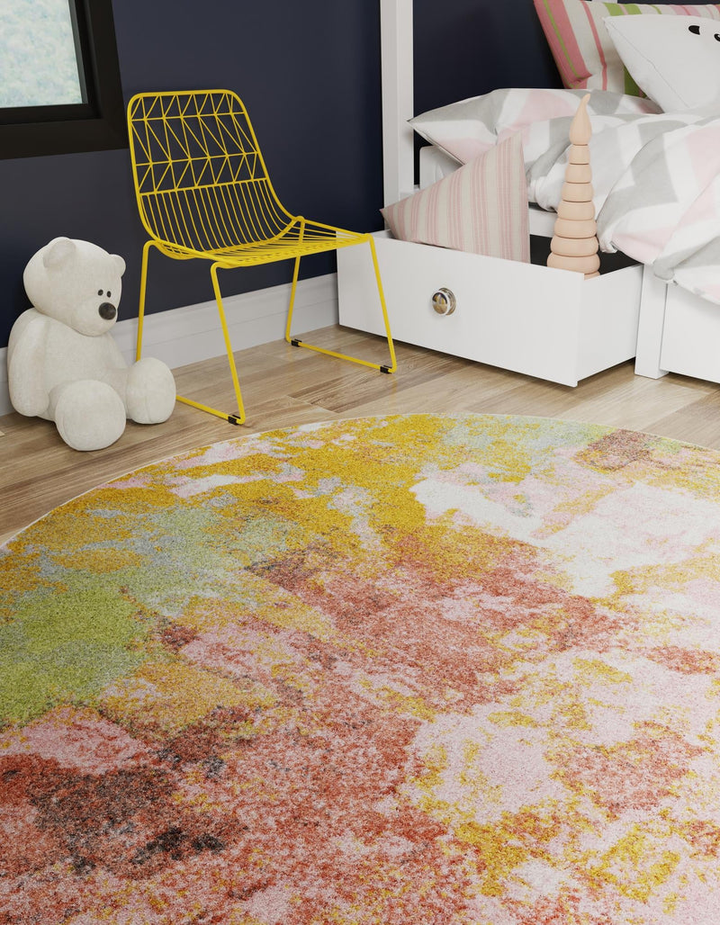 Playful Patterns Collection Area Rug - Flutter Round Multi lifestyle 26