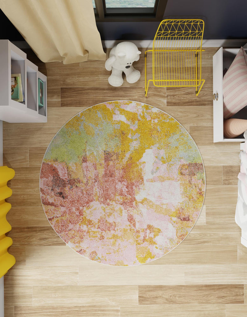 Playful Patterns Collection Area Rug - Flutter Round Multi lifestyle 28