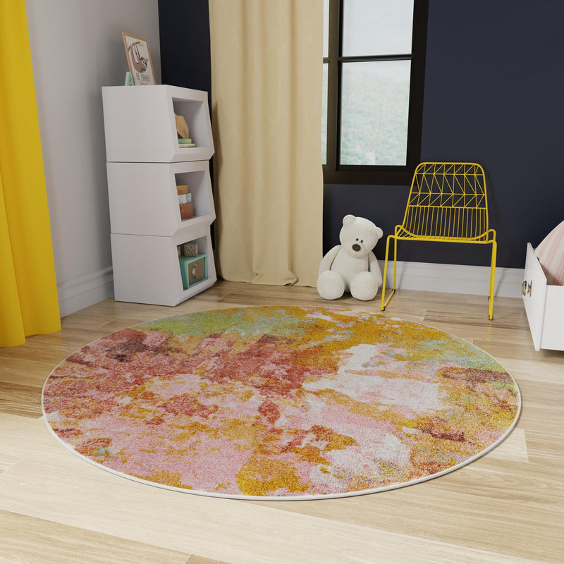 Playful Patterns Collection Area Rug - Flutter Round Multi lifestyle 52