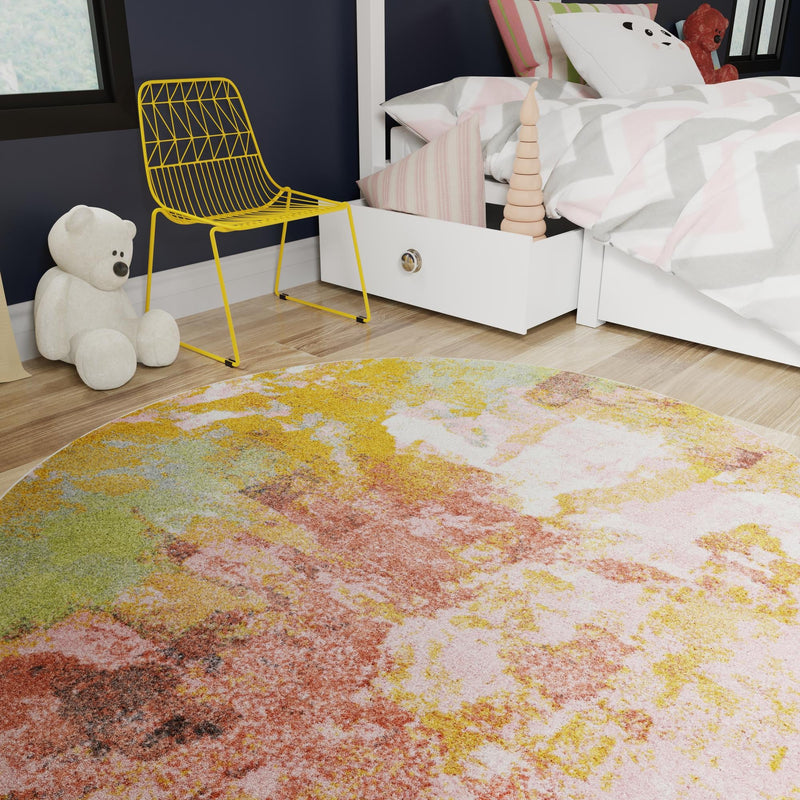 Playful Patterns Collection Area Rug - Flutter Round Multi lifestyle 54