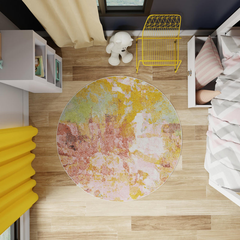 Playful Patterns Collection Area Rug - Flutter Round Multi lifestyle 56