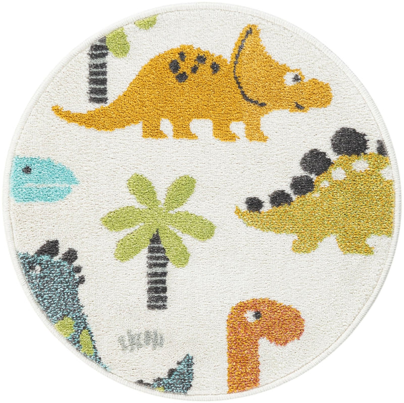 Playful Patterns Collection Area Rug - Pastiche Round Ivory lifestyle 20
