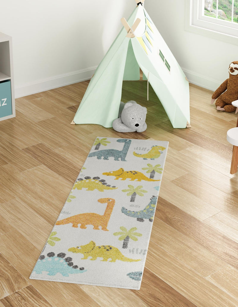 Playful Patterns Collection Area Rug - Pastiche Runner Ivory lifestyle 23