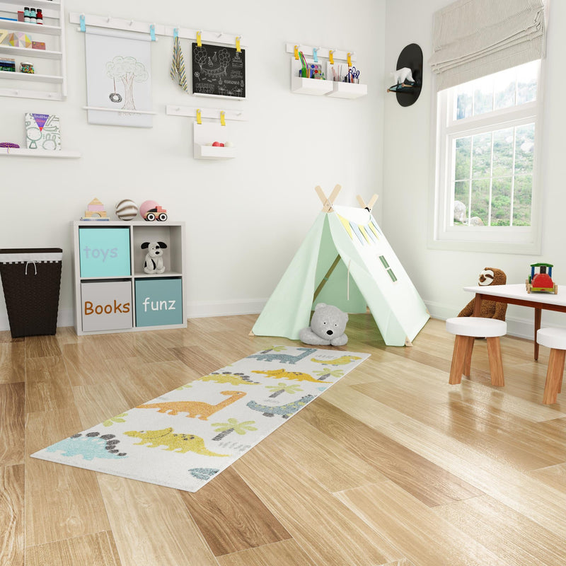 Playful Patterns Collection Area Rug - Pastiche Runner Ivory lifestyle 53