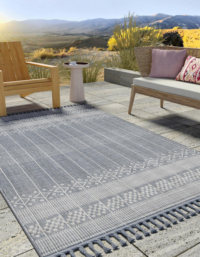 Sustainable Nomad Terrace Collection Area Rug - Reef Rectangle Cool Gray lifestyle 6
