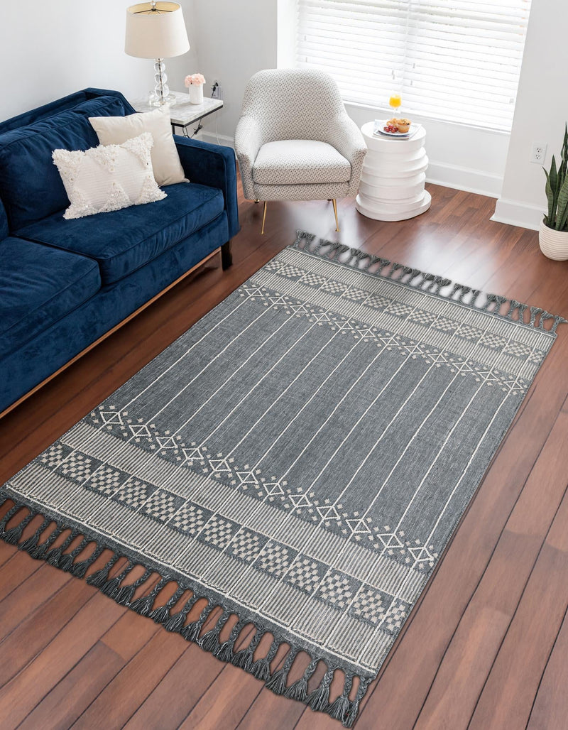 Sustainable Nomad Terrace Collection Area Rug - Reef Rectangle Cool Gray lifestyle 13