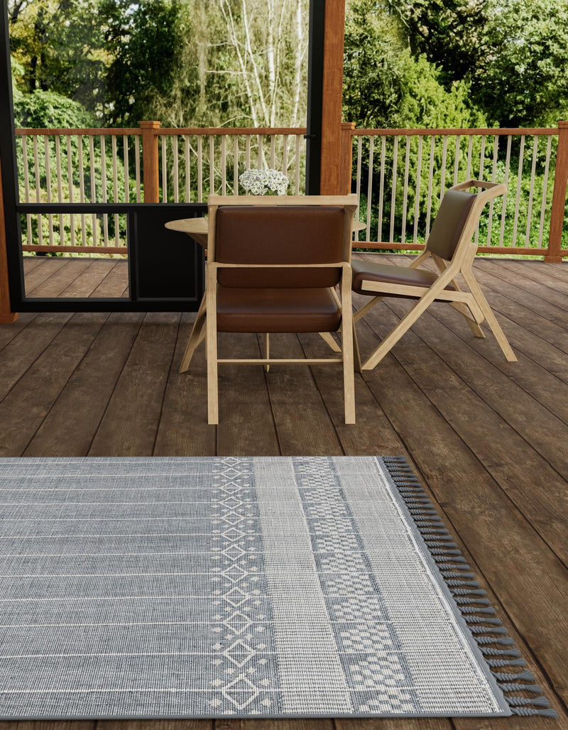 Sustainable Nomad Terrace Collection Area Rug - Reef Rectangle Cool Gray lifestyle 20