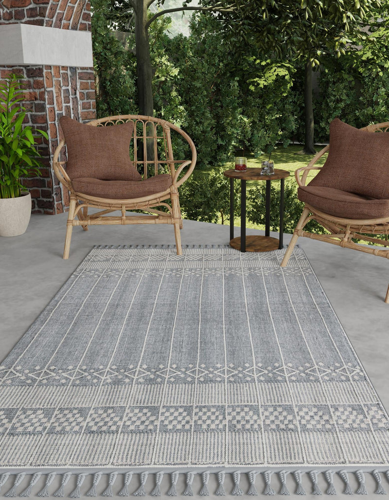 Sustainable Nomad Terrace Collection Area Rug - Reef Rectangle Cool Gray lifestyle 47