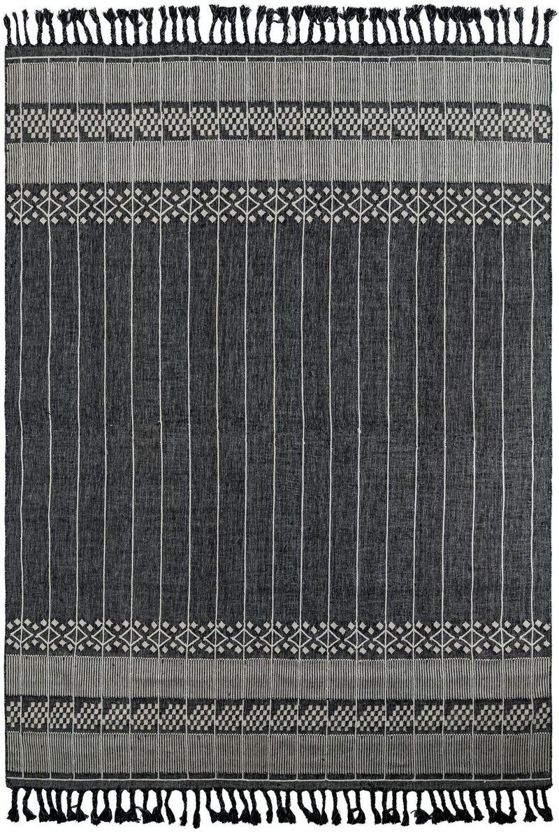 Sustainable Nomad Terrace Collection Area Rug - Reef Rectangle Charcoal Black lifestyle 4