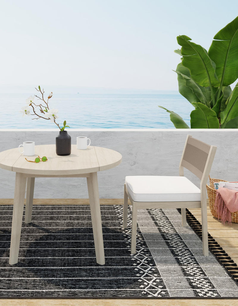 Sustainable Nomad Terrace Collection Area Rug - Reef Rectangle Charcoal Black lifestyle 60
