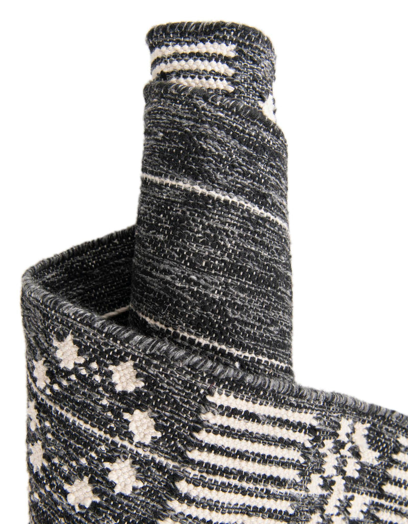 Sustainable Nomad Terrace Collection Area Rug - Reef Rectangle Charcoal Black lifestyle 107