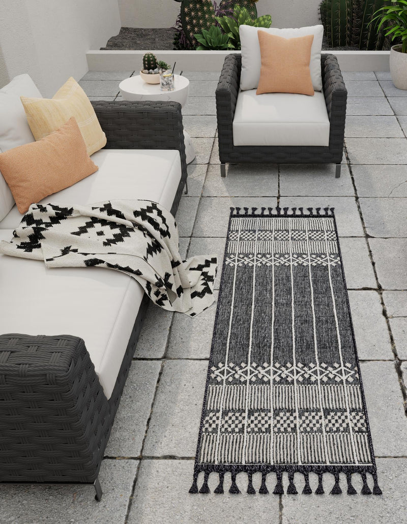 Sustainable Nomad Terrace Collection Area Rug - Reef Runner Charcoal Black lifestyle 137