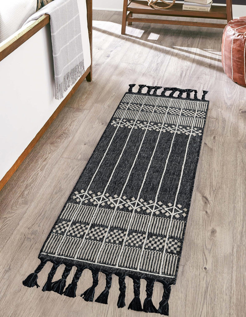 Sustainable Nomad Terrace Collection Area Rug - Reef Runner Charcoal Black lifestyle 143