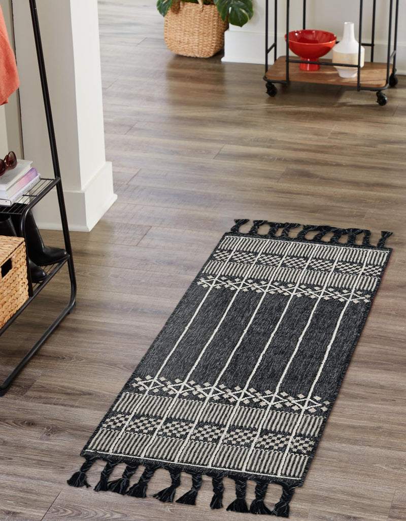 Sustainable Nomad Terrace Collection Area Rug - Reef Runner Charcoal Black lifestyle 155