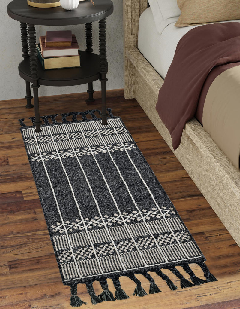 Sustainable Nomad Terrace Collection Area Rug - Reef Runner Charcoal Black lifestyle 170