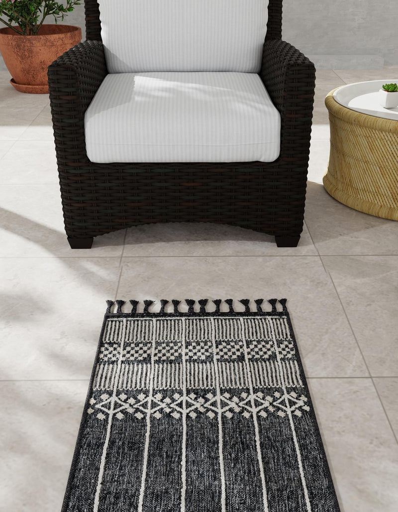 Sustainable Nomad Terrace Collection Area Rug - Reef Runner Charcoal Black lifestyle 175