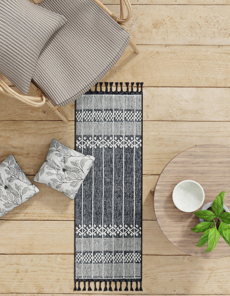 Sustainable Nomad Terrace Collection Area Rug - Reef Runner Charcoal Black lifestyle 187