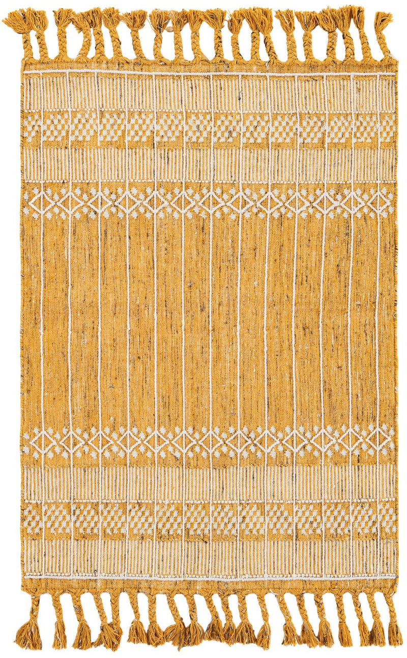 Sustainable Nomad Terrace Collection Area Rug - Reef Rectangle Mustard Yellow lifestyle 2