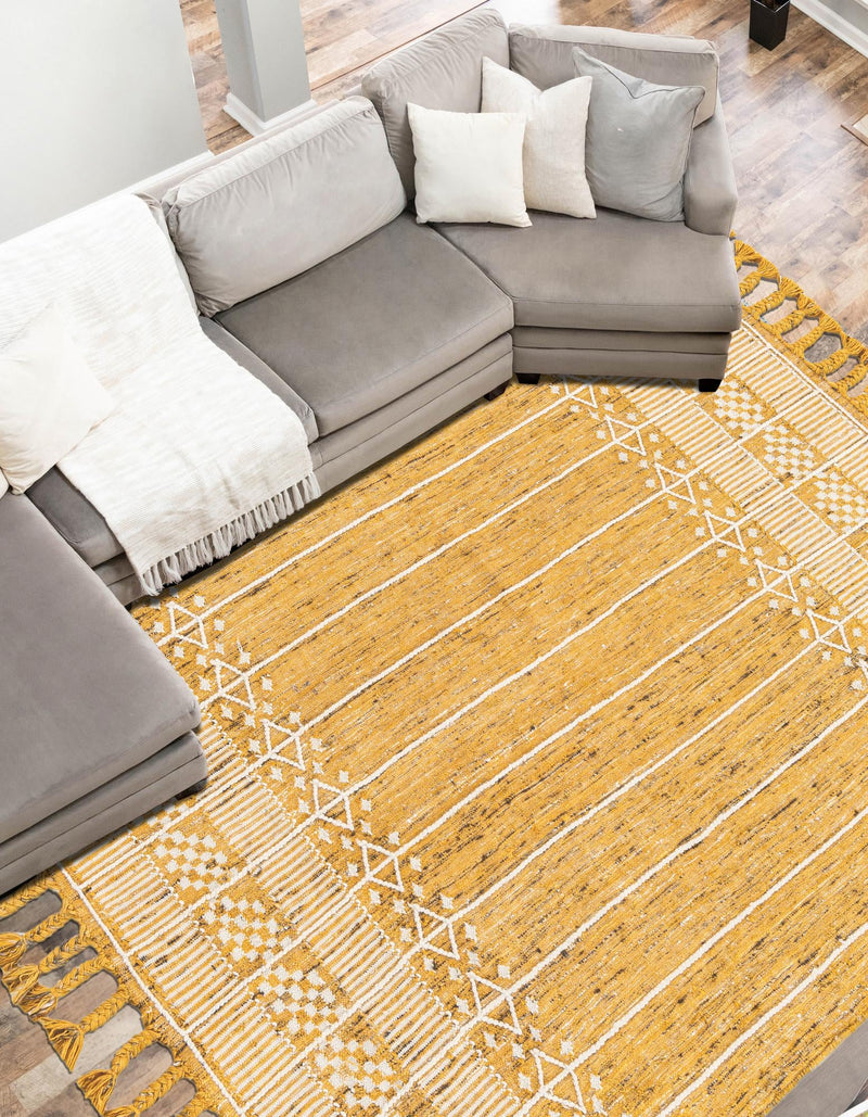 Sustainable Nomad Terrace Collection Area Rug - Reef Rectangle Mustard Yellow lifestyle 10
