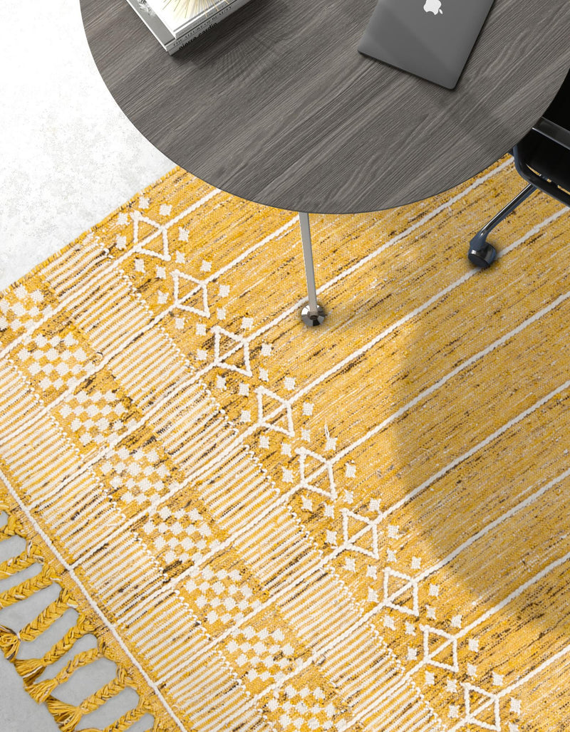 Sustainable Nomad Terrace Collection Area Rug - Reef Rectangle Mustard Yellow lifestyle 14