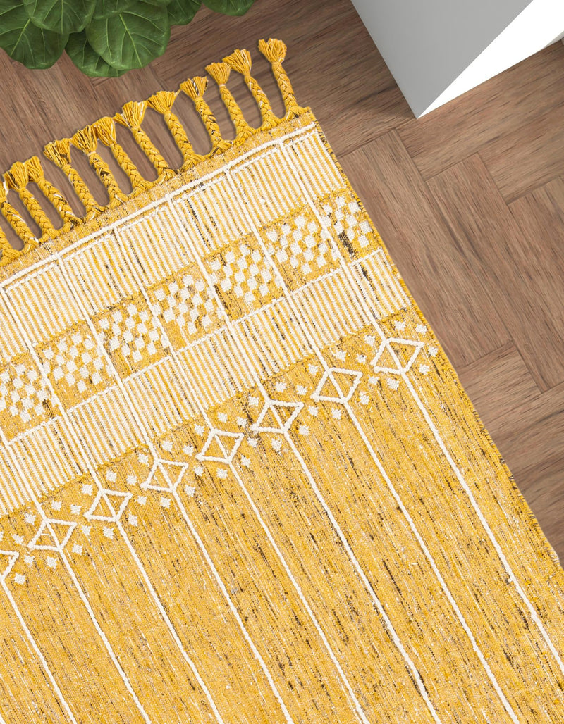 Sustainable Nomad Terrace Collection Area Rug - Reef Rectangle Mustard Yellow lifestyle 18