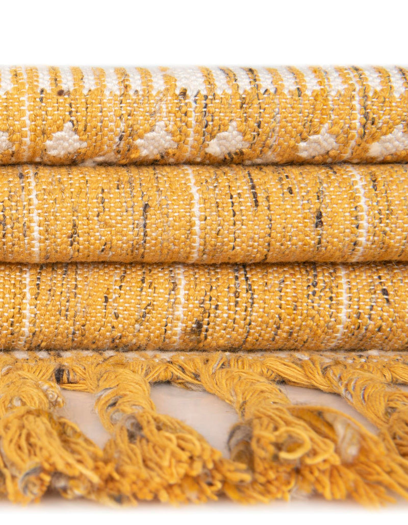 Sustainable Nomad Terrace Collection Area Rug - Reef Rectangle Mustard Yellow lifestyle 41