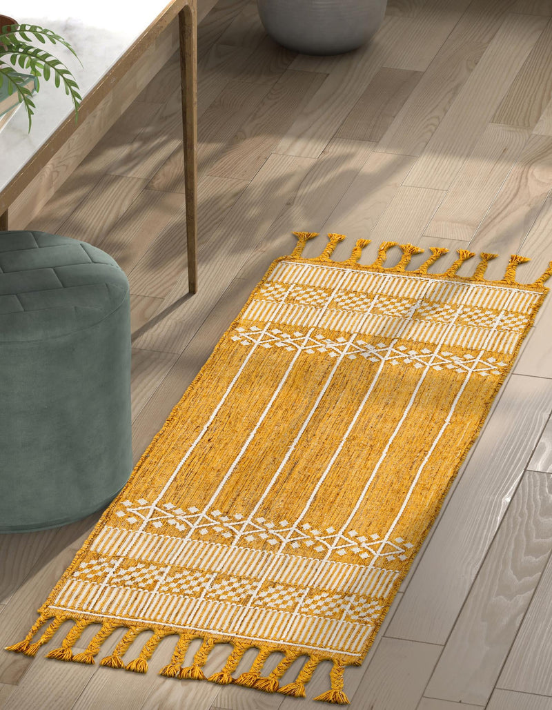 Sustainable Nomad Terrace Collection Area Rug - Reef Runner Mustard Yellow lifestyle 50