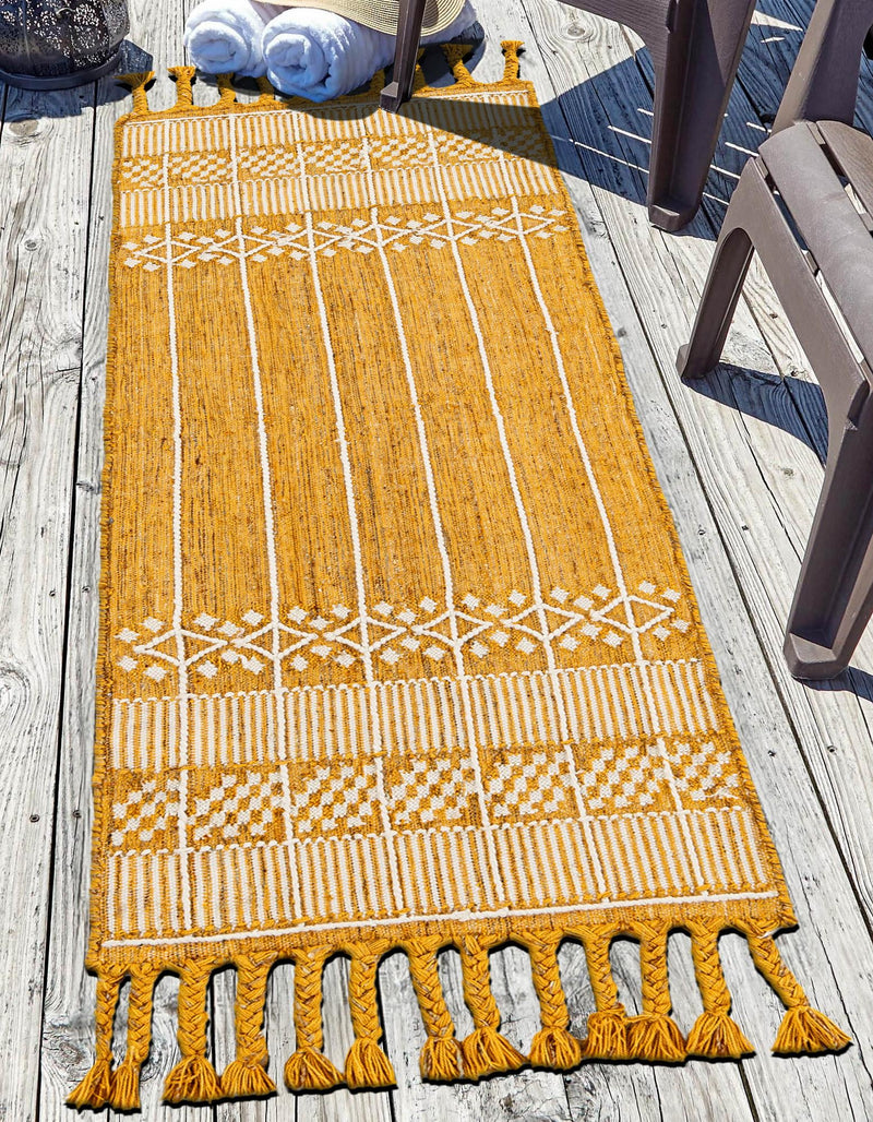 Sustainable Nomad Terrace Collection Area Rug - Reef Runner Mustard Yellow lifestyle 53