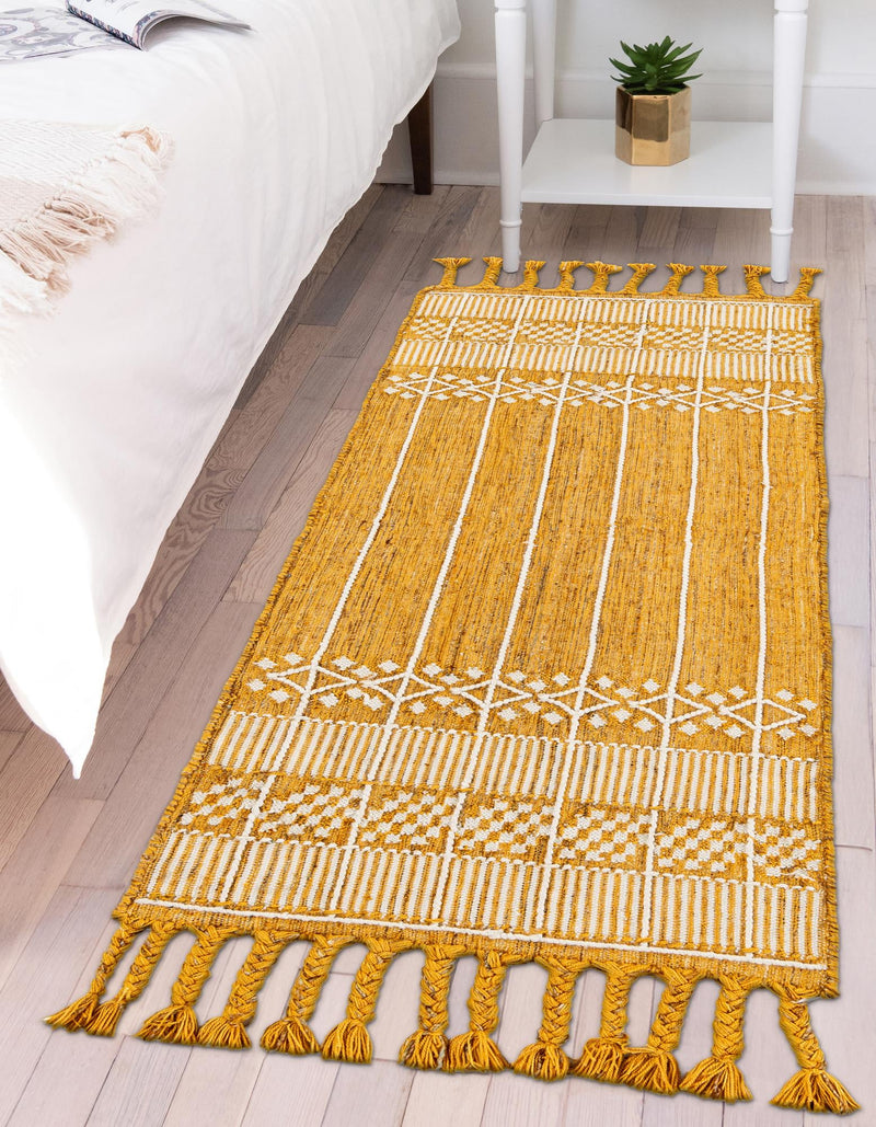 Sustainable Nomad Terrace Collection Area Rug - Reef Runner Mustard Yellow lifestyle 56