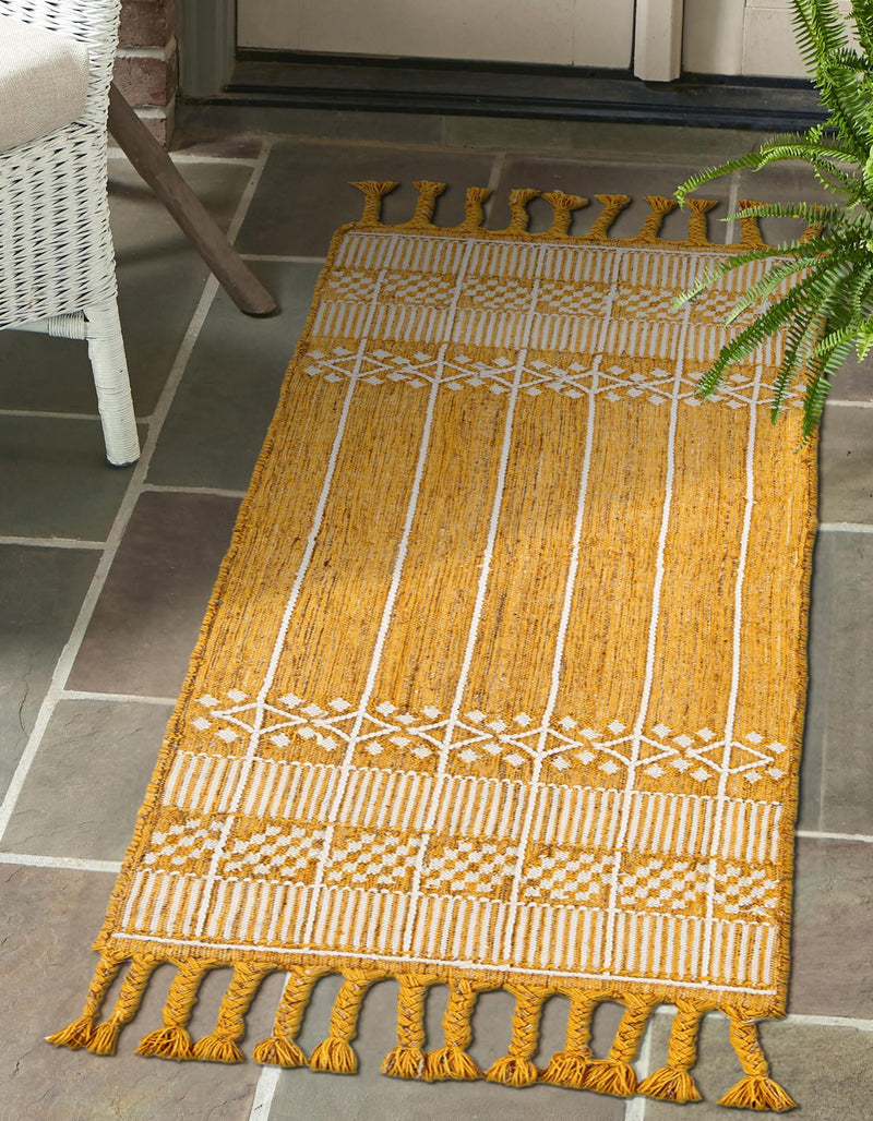 Sustainable Nomad Terrace Collection Area Rug - Reef Runner Mustard Yellow lifestyle 59