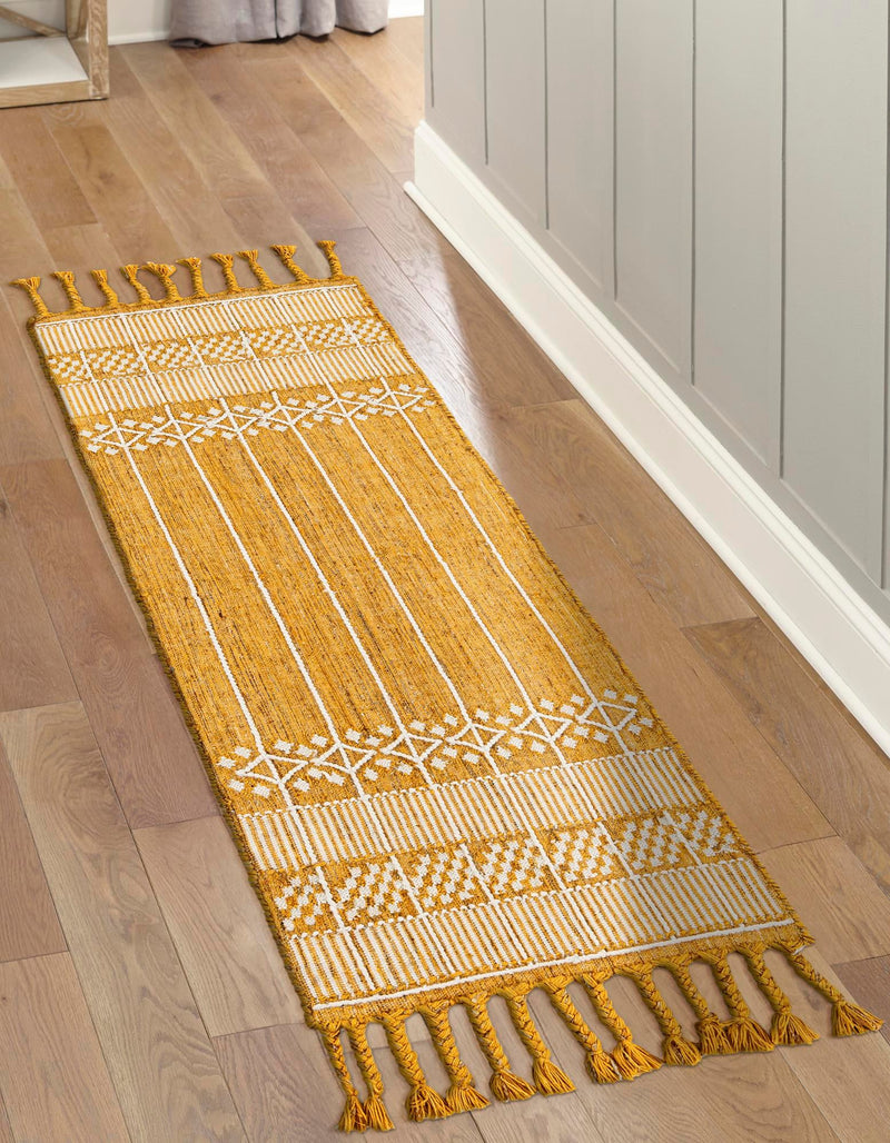 Sustainable Nomad Terrace Collection Area Rug - Reef Runner Mustard Yellow lifestyle 61