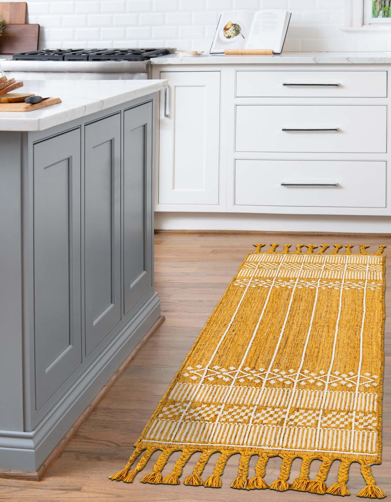 Sustainable Nomad Terrace Collection Area Rug - Reef Runner Mustard Yellow lifestyle 65