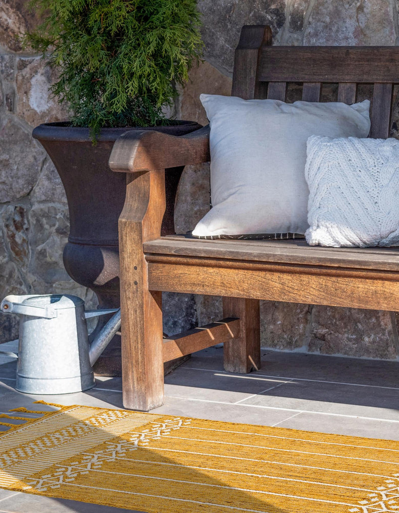 Sustainable Nomad Terrace Collection Area Rug - Reef Runner Mustard Yellow lifestyle 67