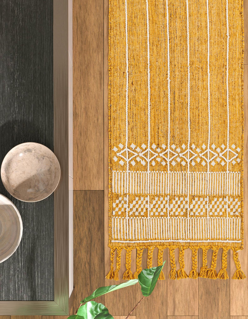 Sustainable Nomad Terrace Collection Area Rug - Reef Runner Mustard Yellow lifestyle 69