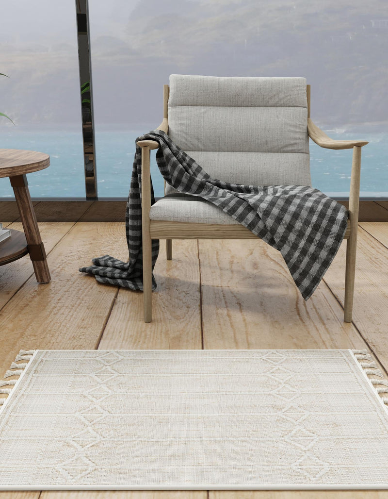 Sustainable Nomad Terrace Collection Area Rug - Reef Rectangle Ivory lifestyle 8