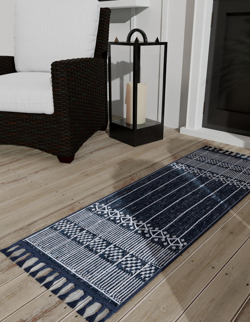 Sustainable Nomad Terrace Collection Area Rug - Reef Runner Navy Blue lifestyle 138