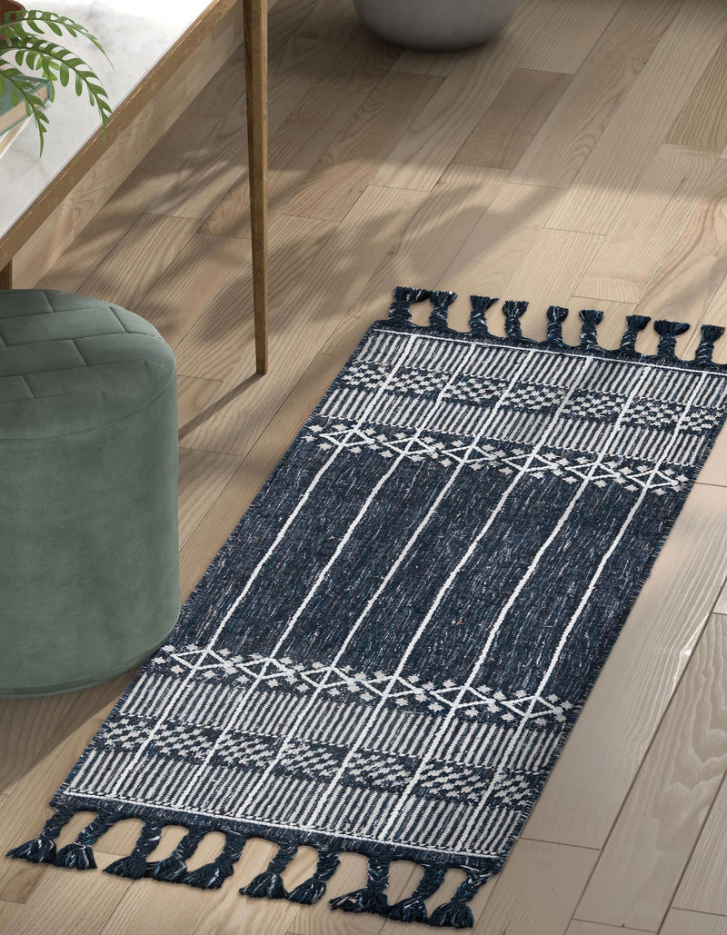 Sustainable Nomad Terrace Collection Area Rug - Reef Runner Navy Blue lifestyle 144