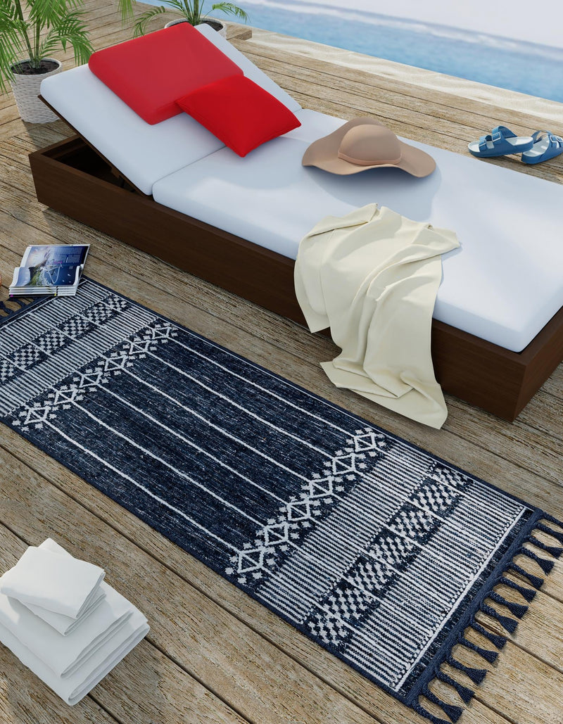 Sustainable Nomad Terrace Collection Area Rug - Reef Runner Navy Blue lifestyle 171