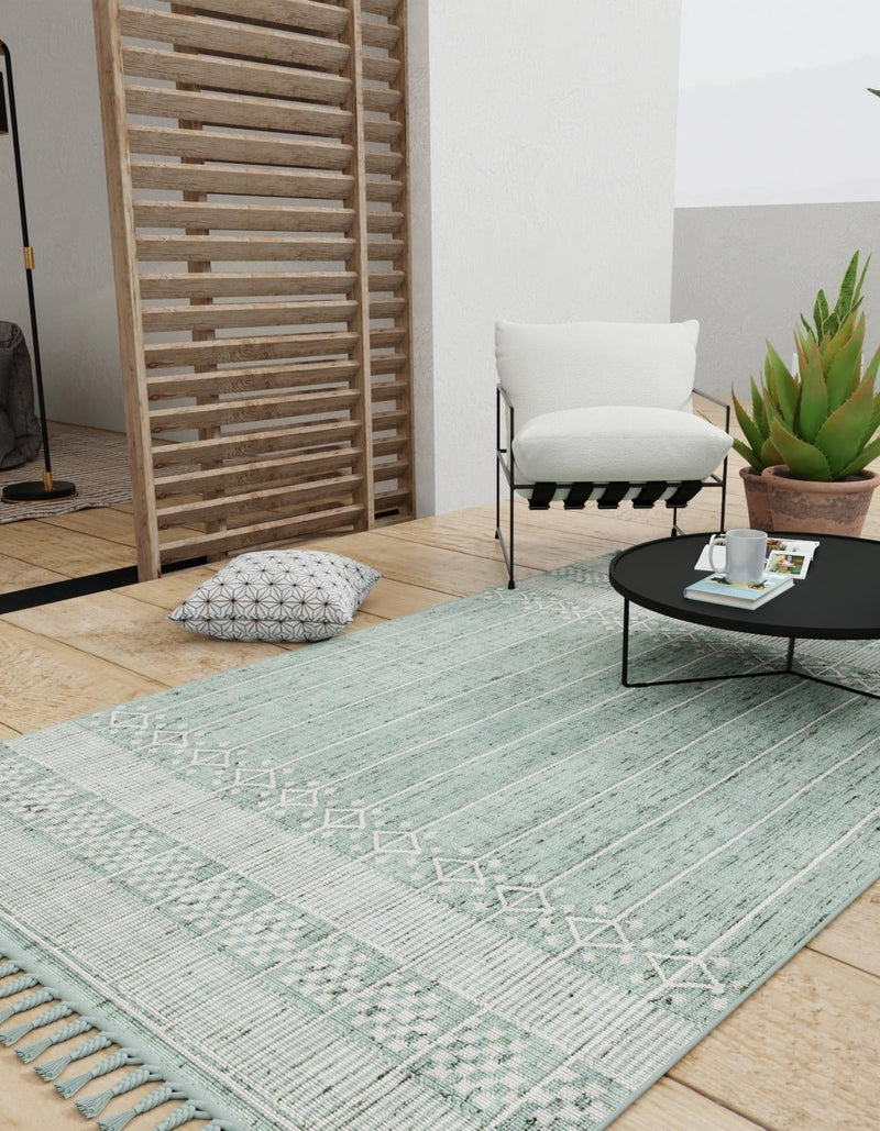 Sustainable Nomad Terrace Collection Area Rug - Reef Rectangle Sea Green lifestyle 10